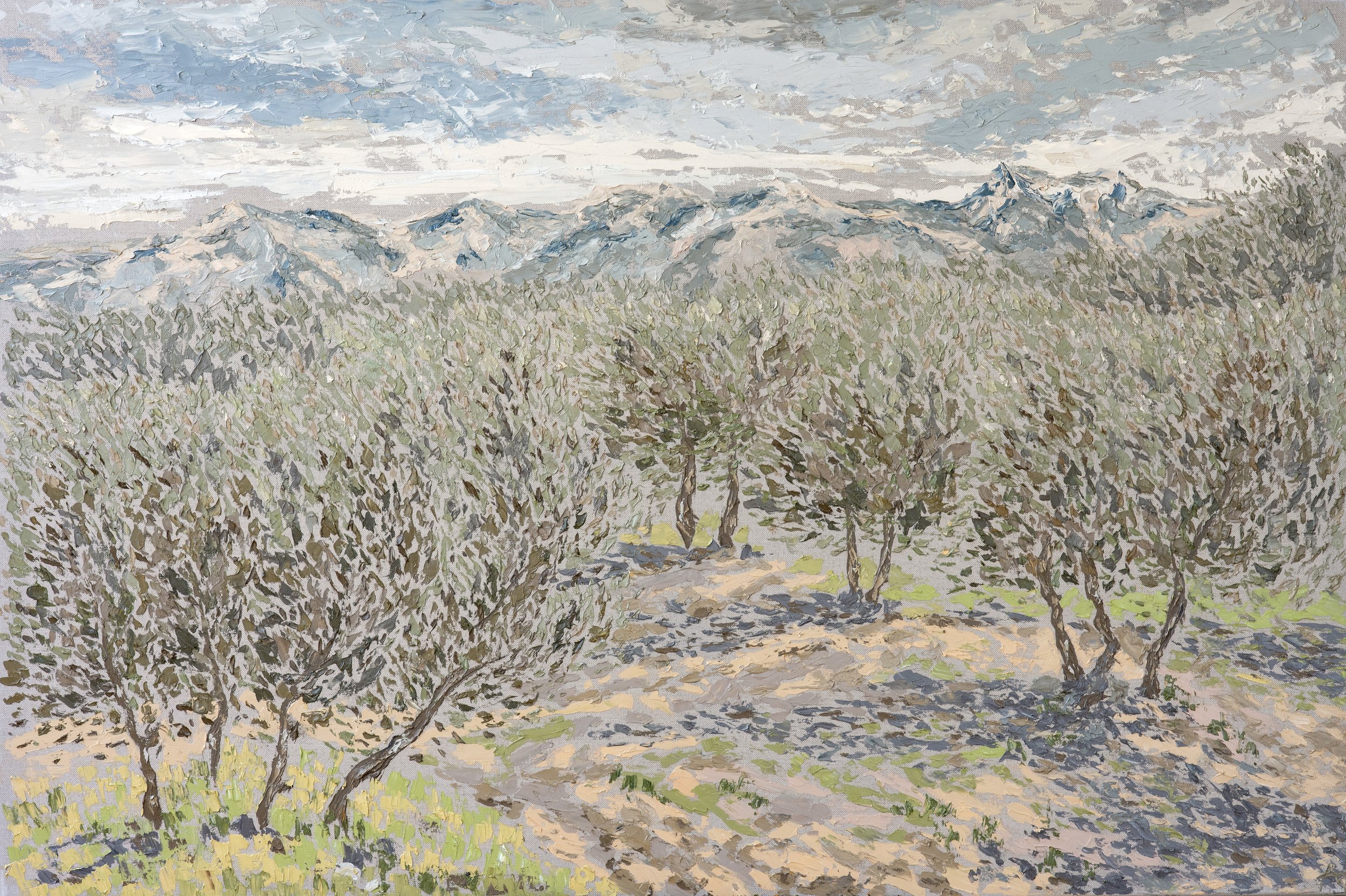 Les Alpilles, Sud, 2023. Oil on Linen - 180x120cm / 71x47 inches (private collection)