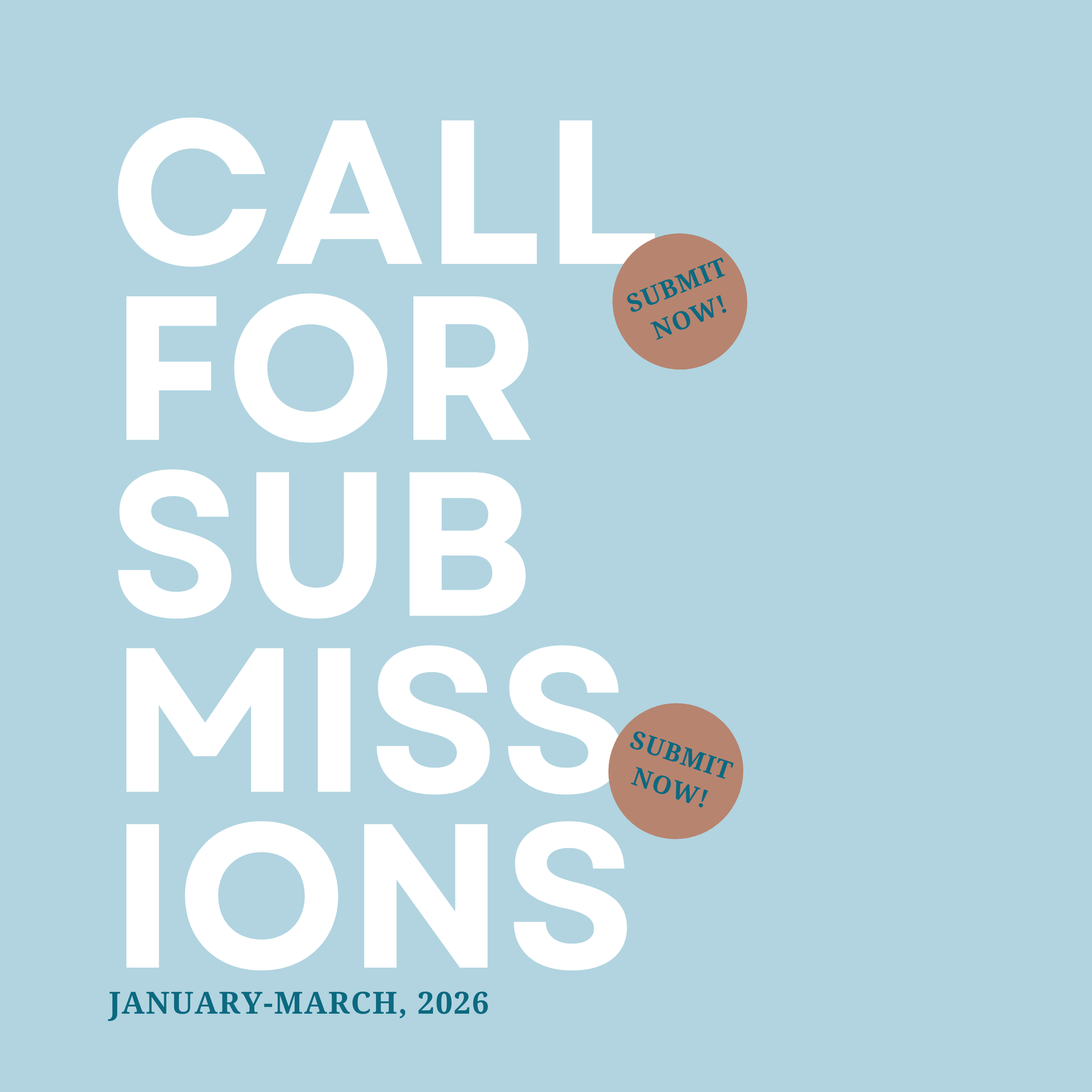 Accepting Blog Submissions: January-March, 2026
