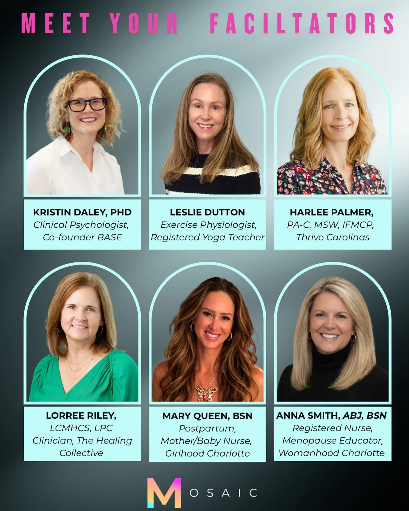✨ MOSAIC Moms: Meet Your Table Facilitators ✨

At MOSAIC, meaningful conversations matter. That is why each table will be guided by an experienced professional who understands the realities of motherhood and brings deep expertise, compassion, and pra