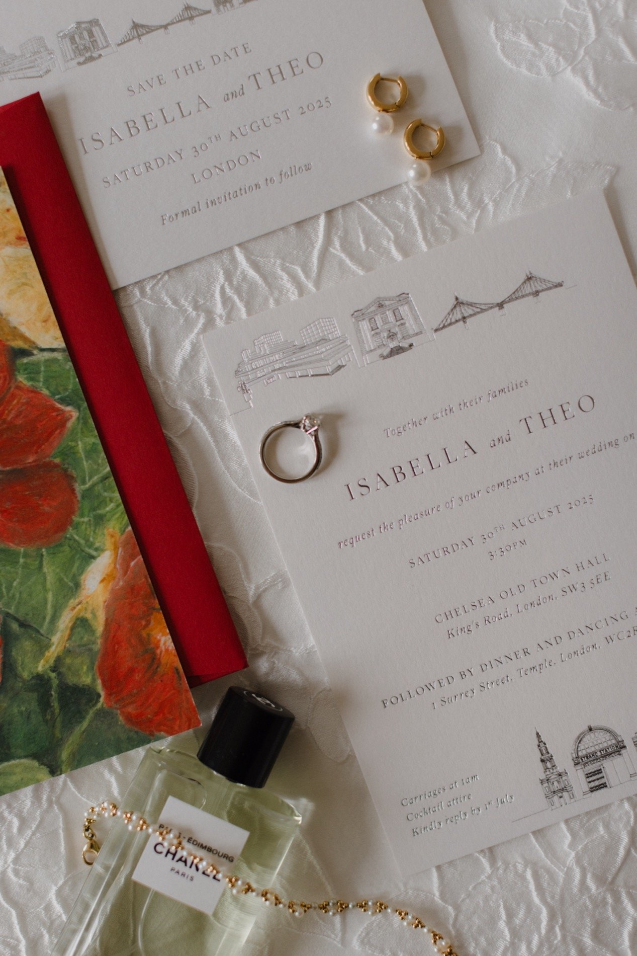 Modern illustrated wedding stationery designed by Era Calligraphy