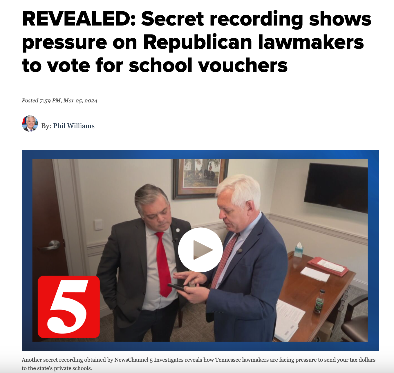 Secret recording shows pressure on Republican lawmakers to vote for school vouchers