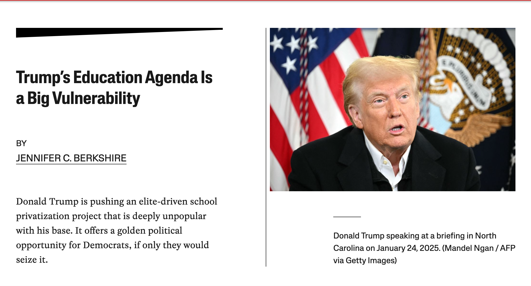 Trump’s Education Agenda Is a Big Vulnerability