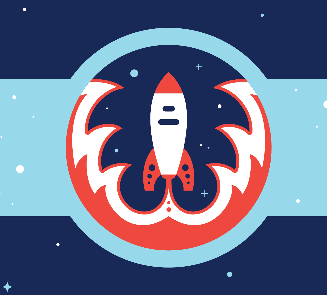 A logo for a rocket ship toy.