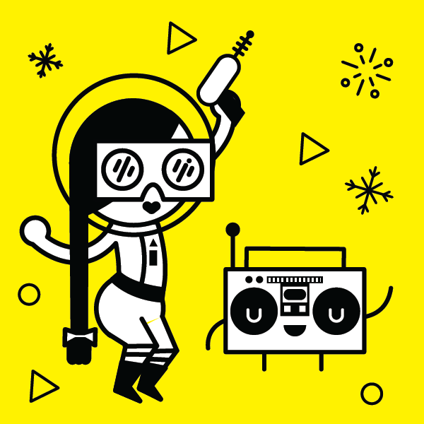 Boogie down! Packaging illustrations for a custom Google Cardboard gift. 