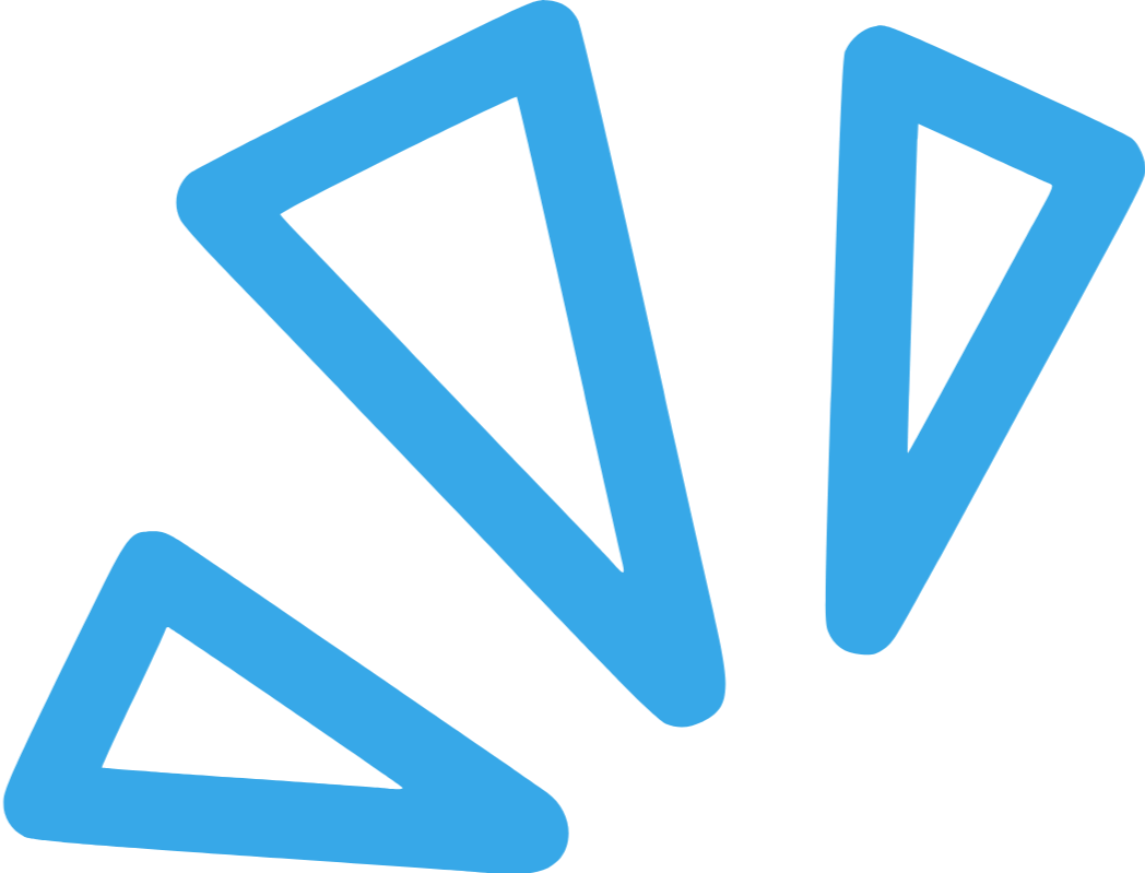 A blue triangle-shaped logo with three interconnected triangles forming a larger triangle.