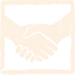 Black and white illustration of two hands shaking