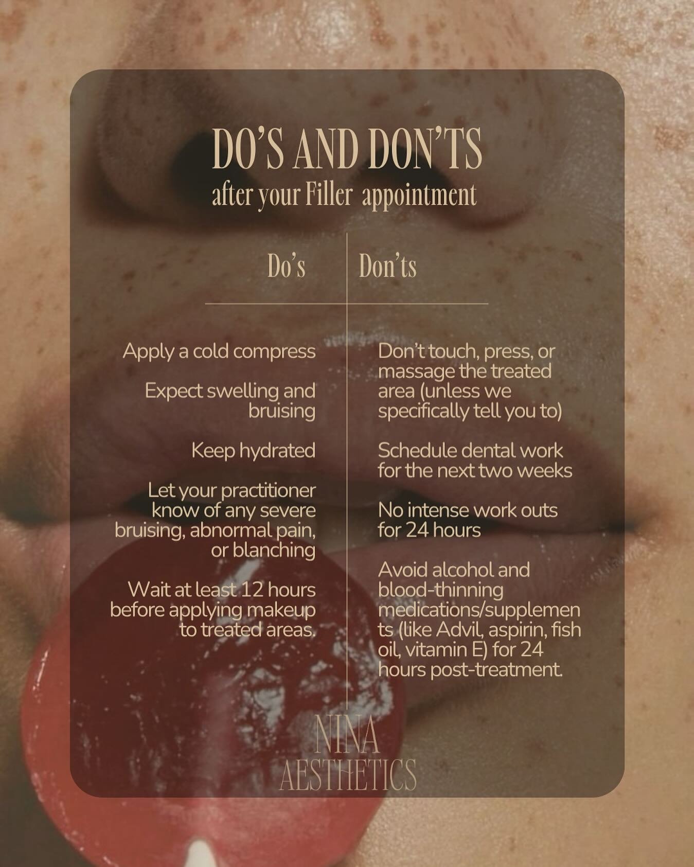 💋Getting dermal filler? Whether it&rsquo;s your lips, cheeks, or chin, proper aftercare matters.
Here&rsquo;s what to do (and not do) to keep your results smooth, sculpted, and stunning. 

#CalgaryBeauty #YYCBeauty #CalgaryMedicalAesthetics #Calgary