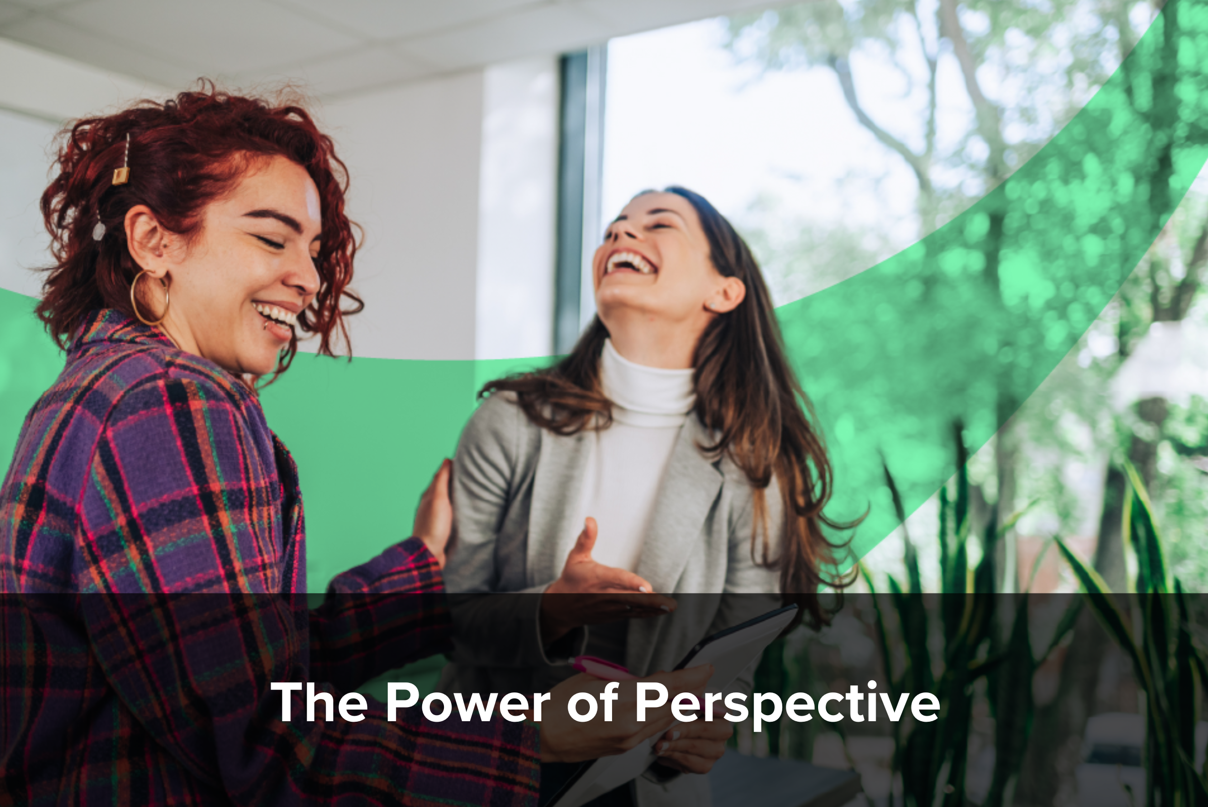 Illustration of two co-workers sharing their perspectives in The Power of Perspective workshop