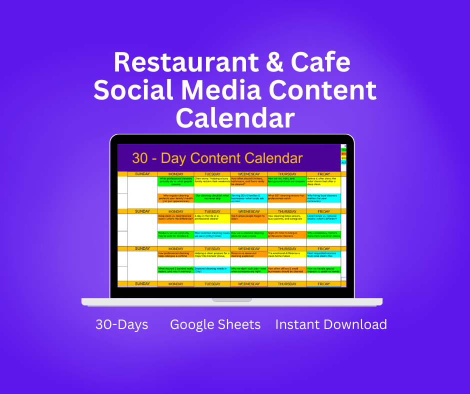 Restaurant & Café Social Media Content Planner
