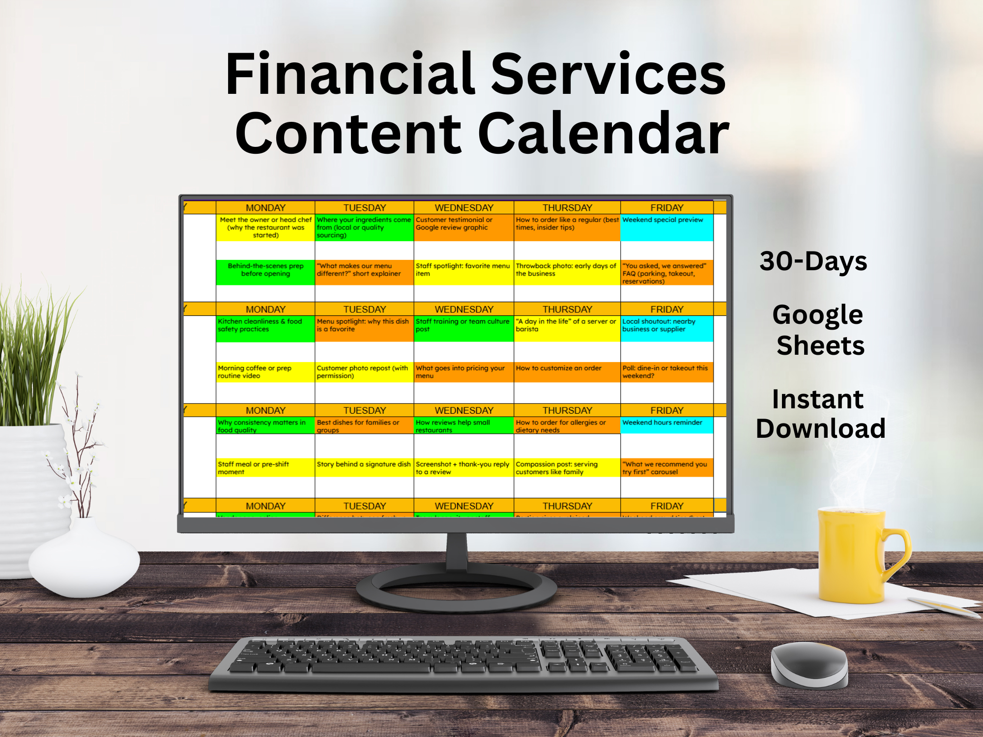 Financial Services Social Media Content Calendar