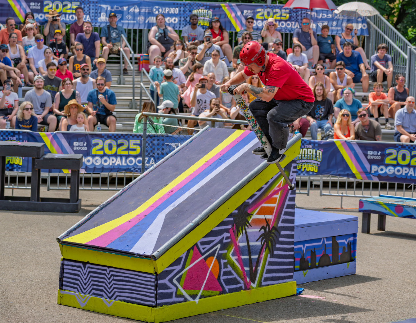 Tone Staubs grinding a V4 Fit Sized pogo stick at Pogopalooza