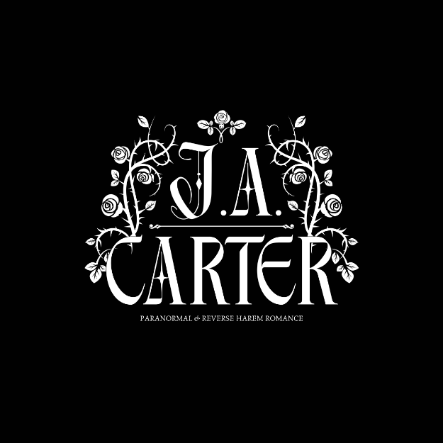 Book cover titled "J. A. Carter" with the subtitle "Dark & Steamy Romance" and a white feather illustration on a black background.