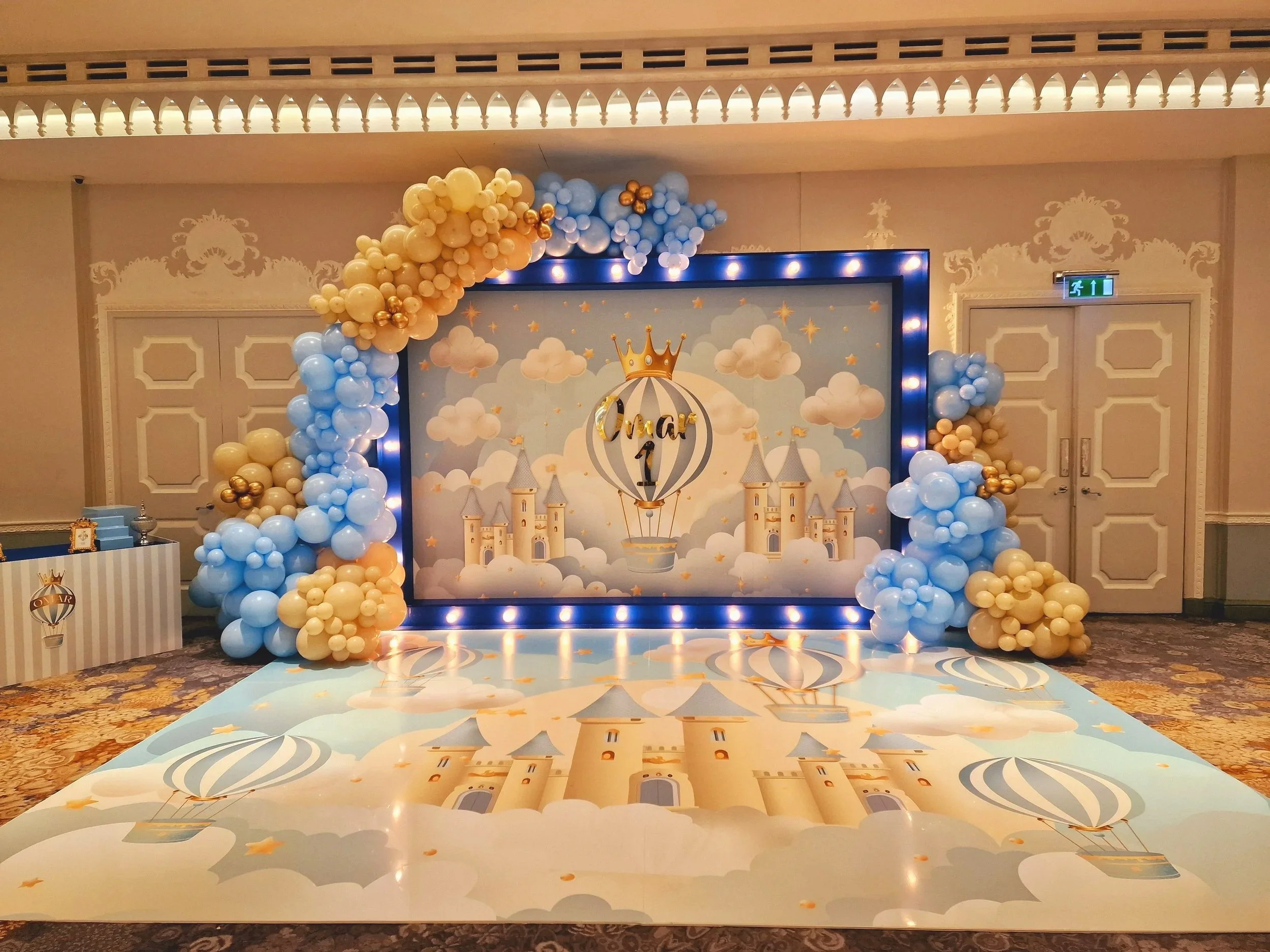 1st birthday, Dorchester, custom dancefloor print, printed backdrop