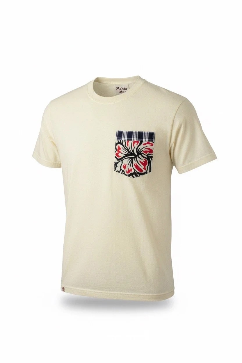Makia Mai Pocket Tee- Cream- Pukalani Celebration