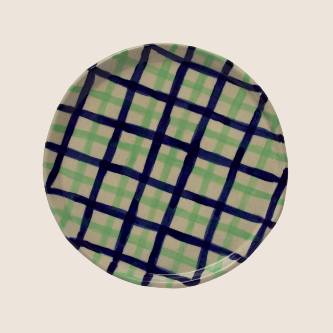 Gingham Plate | Green and Blue