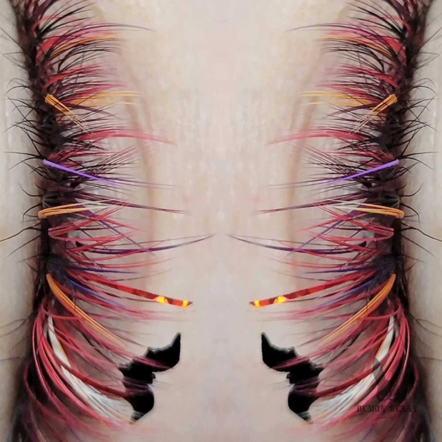 🦇🧛&zwj;♀️🩸
Color lashes @thelashritual 
Fuego lash tinsel @amethystlashsupply 
Bat decal from Etsy 

These lashes and my client are so fun! 😃

#demonbunnybeauty #washingtonlashartist #washingtonlashes #tacomalashstudio #tacomalashartist #tacomala
