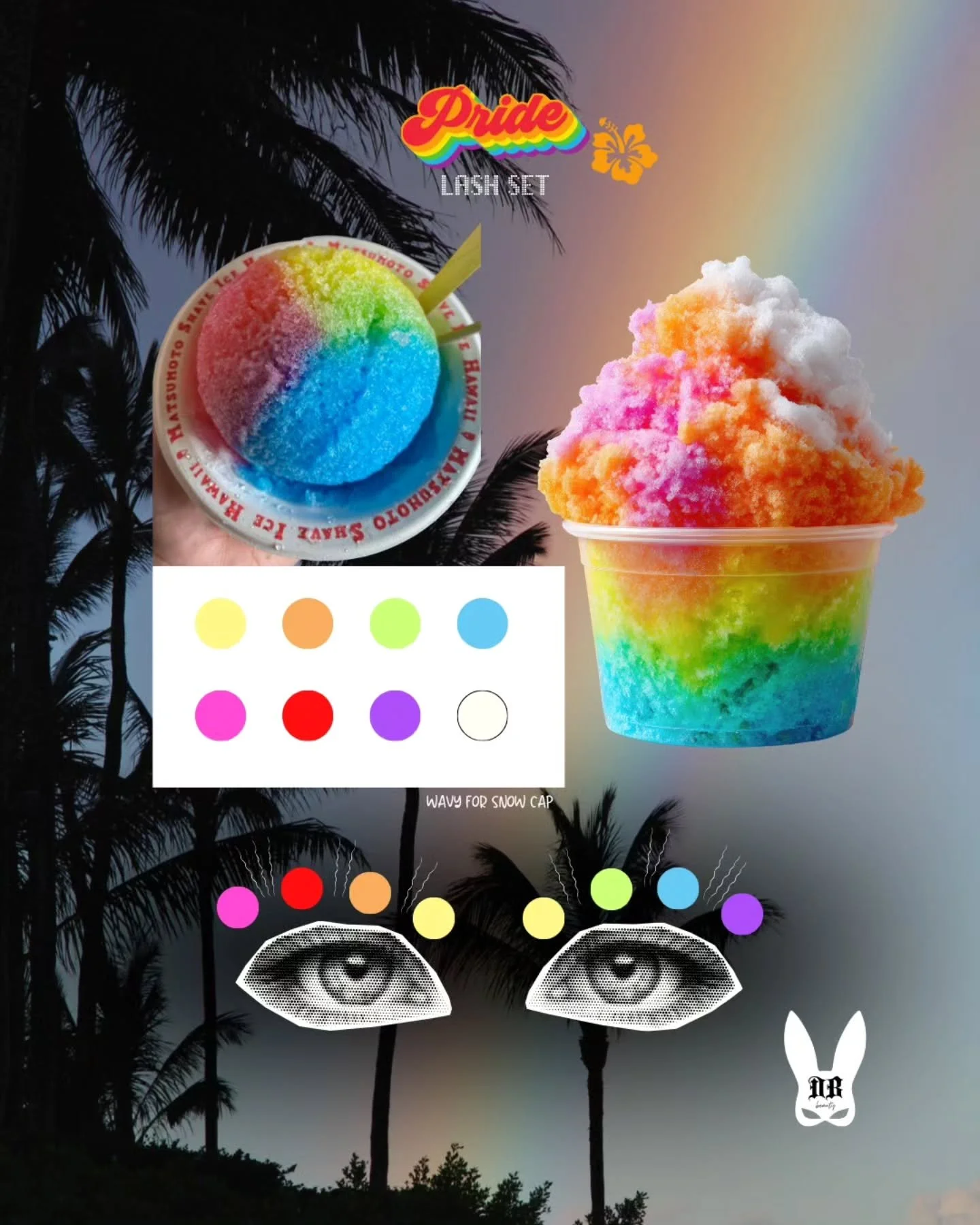 😊 I am so happy to do a pride lash set for my client for the 2nd year in a row! When I think of rainbows... I think of my home! Hawai`i IS the rainbow state 🤙, and my favorite rainbow belongs on shave ice 🍧😋 (snow cap is a must!). 
I wish everyon