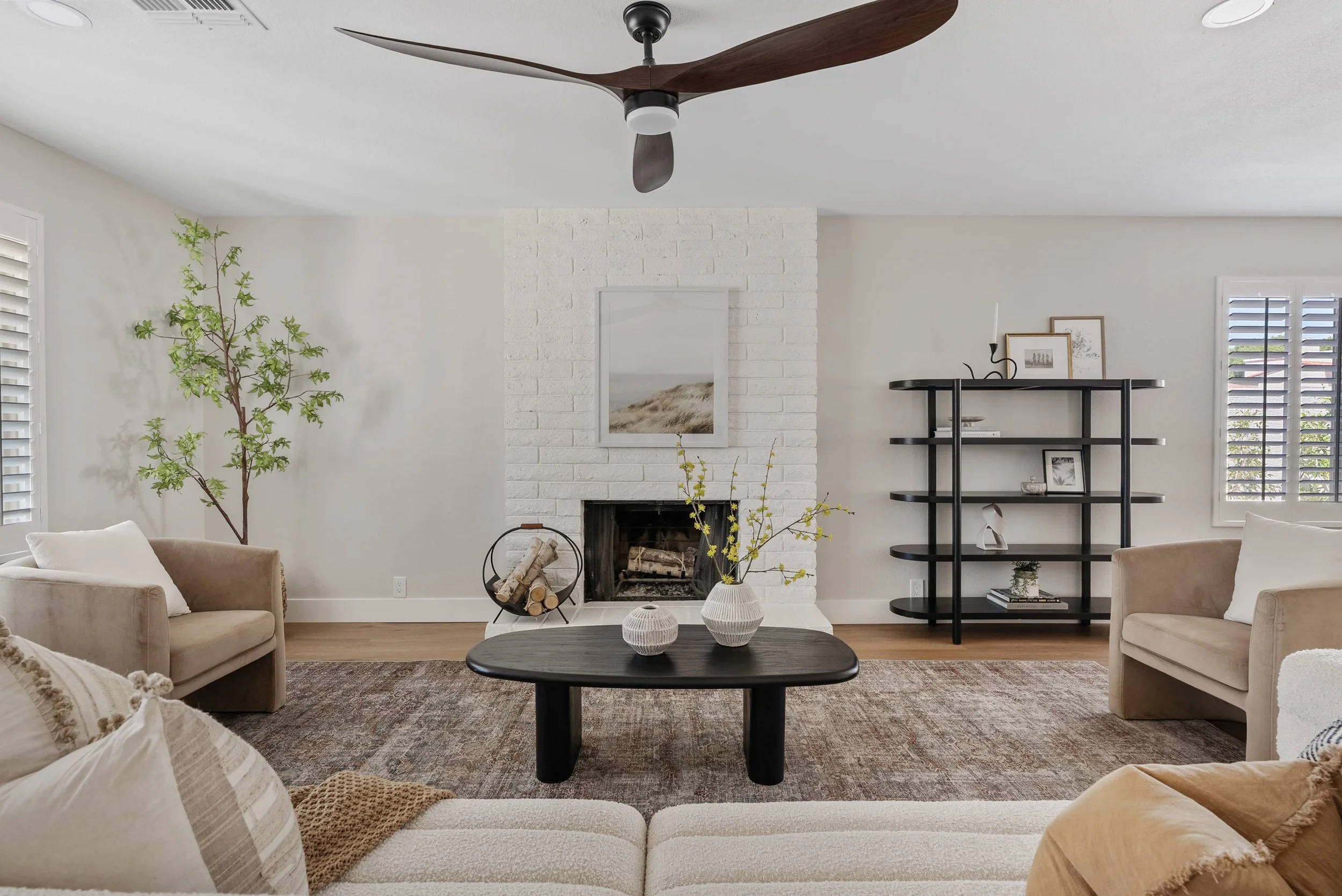 A clean modern organic living room.