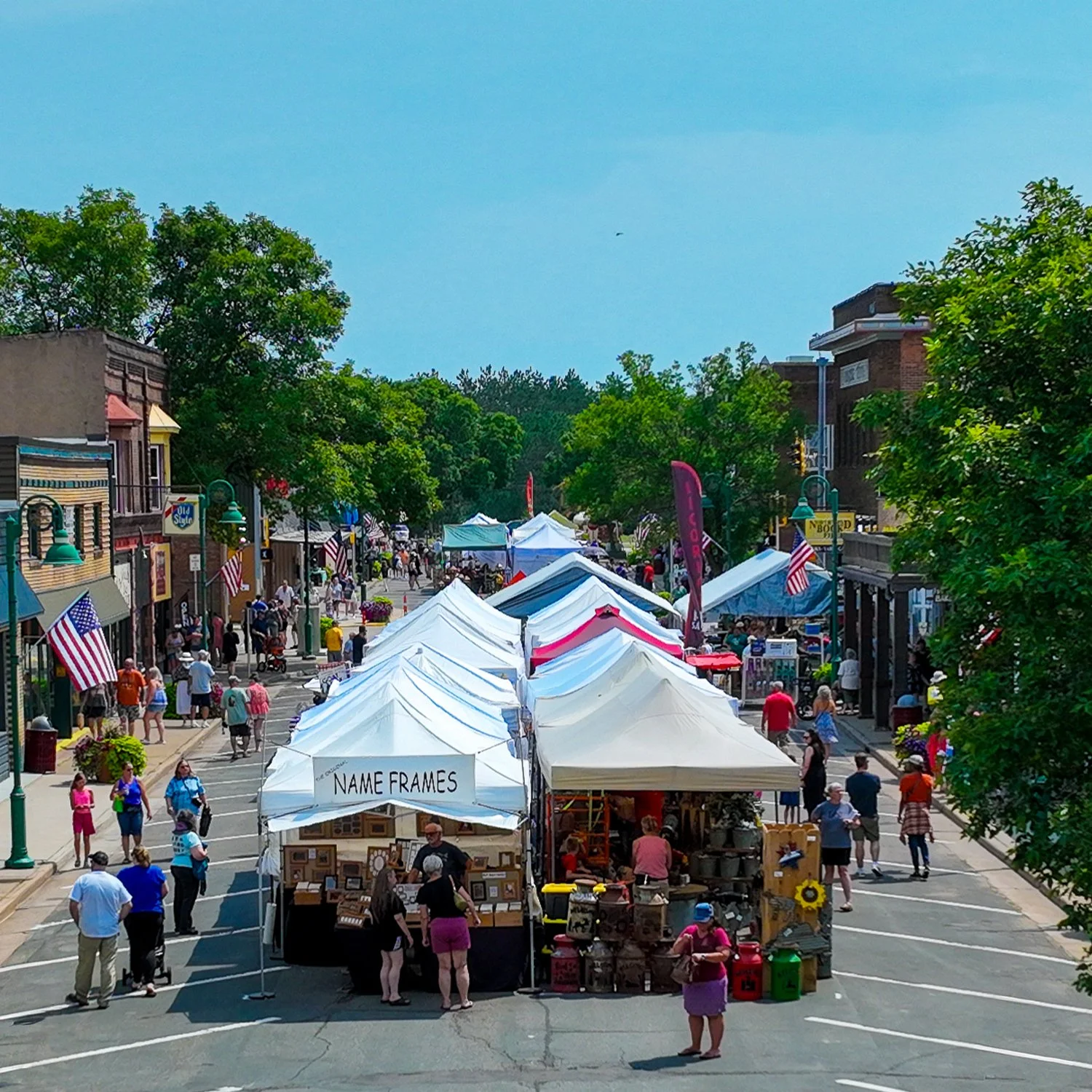 Vendor tents in downtown Spooner for annual festival
