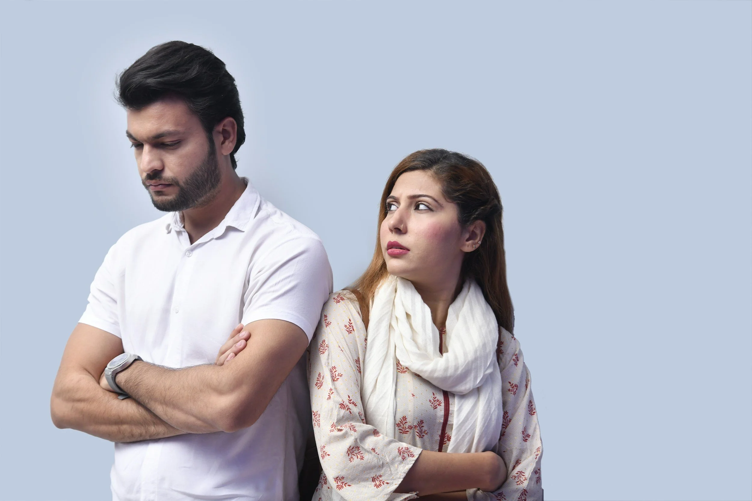 Couple feeling resentment towards one another