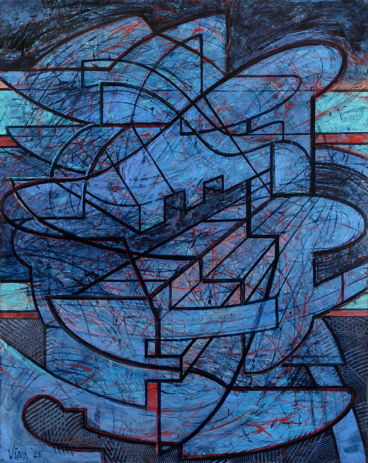 Exploding Dream Objects, 2025,  60 x 48 inches,  oil and polyurethane
