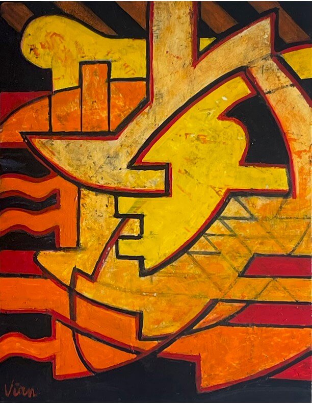 The Seven Circles of Tom Foolery, 2023, 11 x 8.5 inches, oil and polyurethane