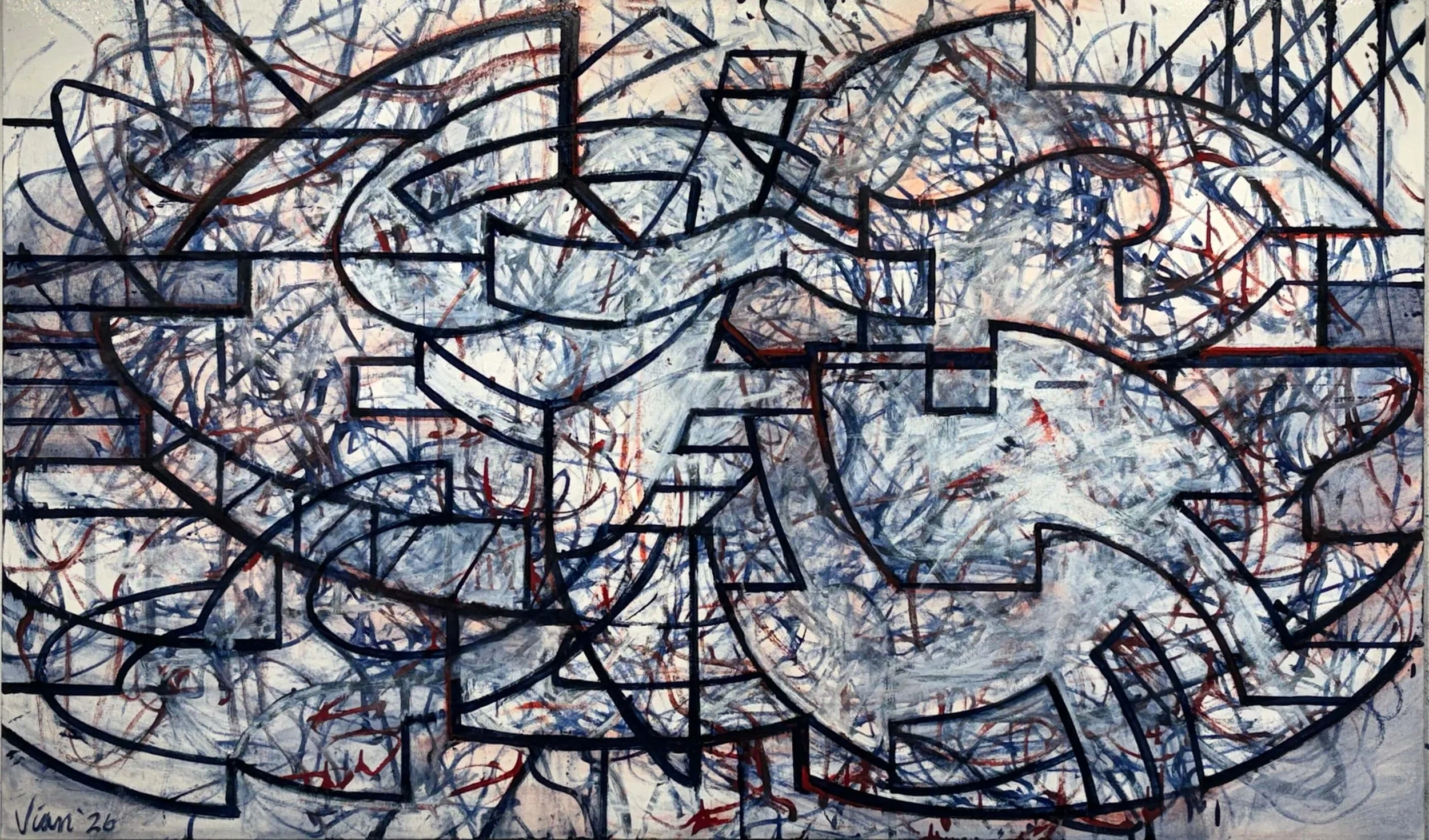 The Rapture of Understanding Nothing, 2026, 36 x 60 inches, polyurethane and oil