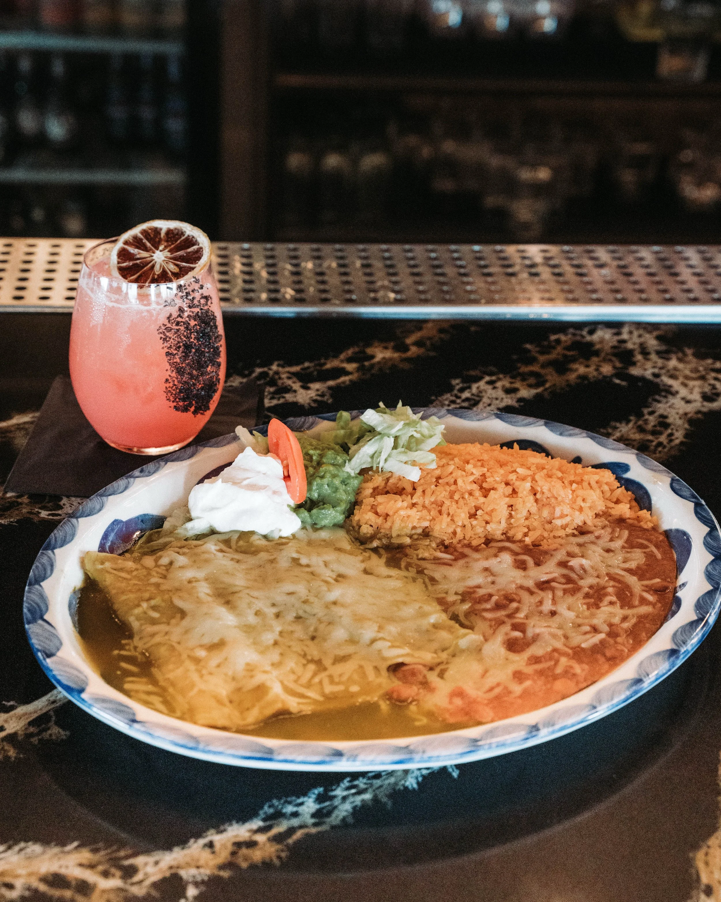 Weekday special enchiladas and margarita at Raul's Tequila & Kitchen
