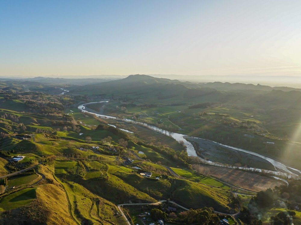 Helicopter flight over the Tukituki River