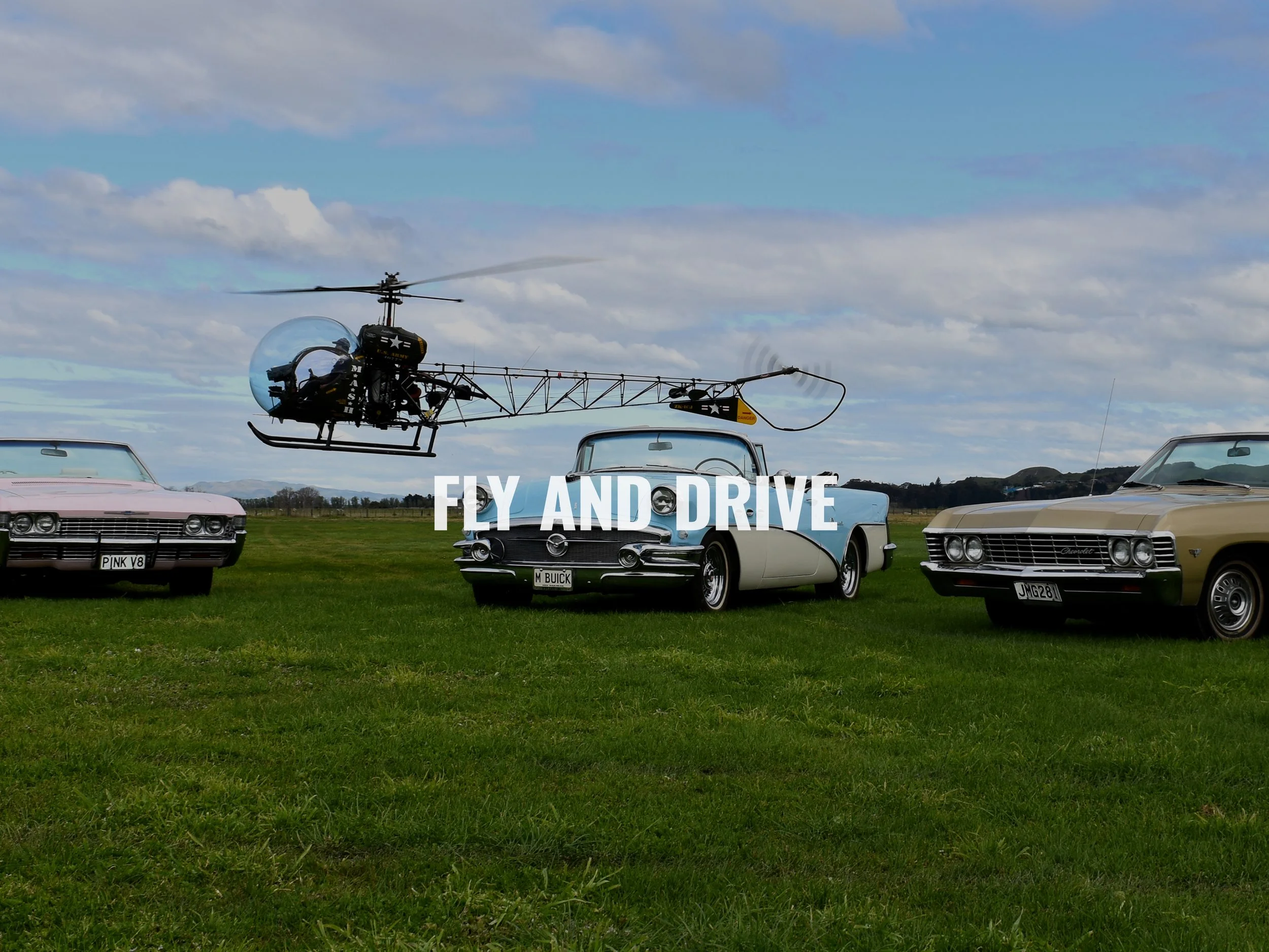 Helicopter flight and vintage car ride over art deco capital Napier