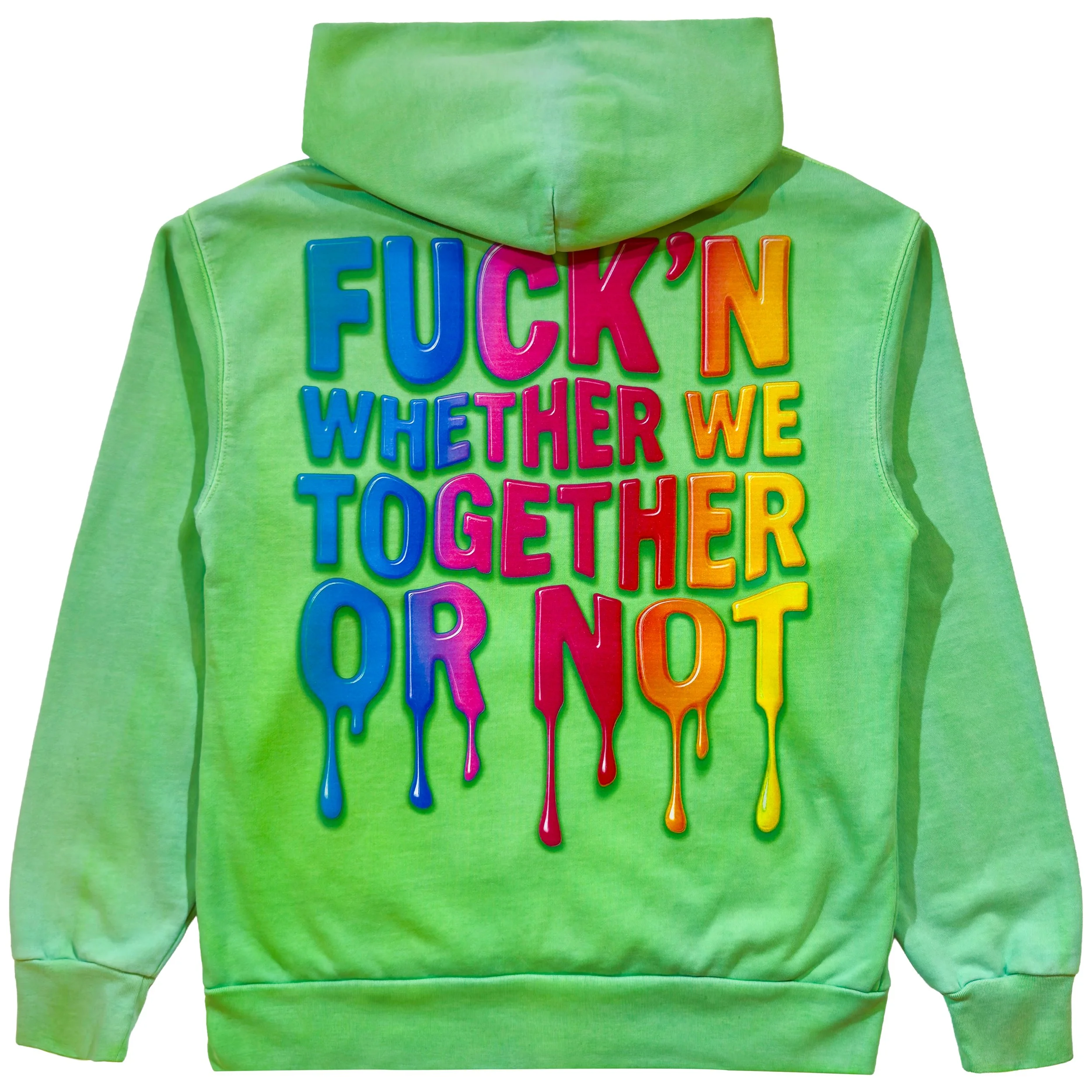 Deathside Twin Flamez Forever Neon Green Hoodie Back.jpg