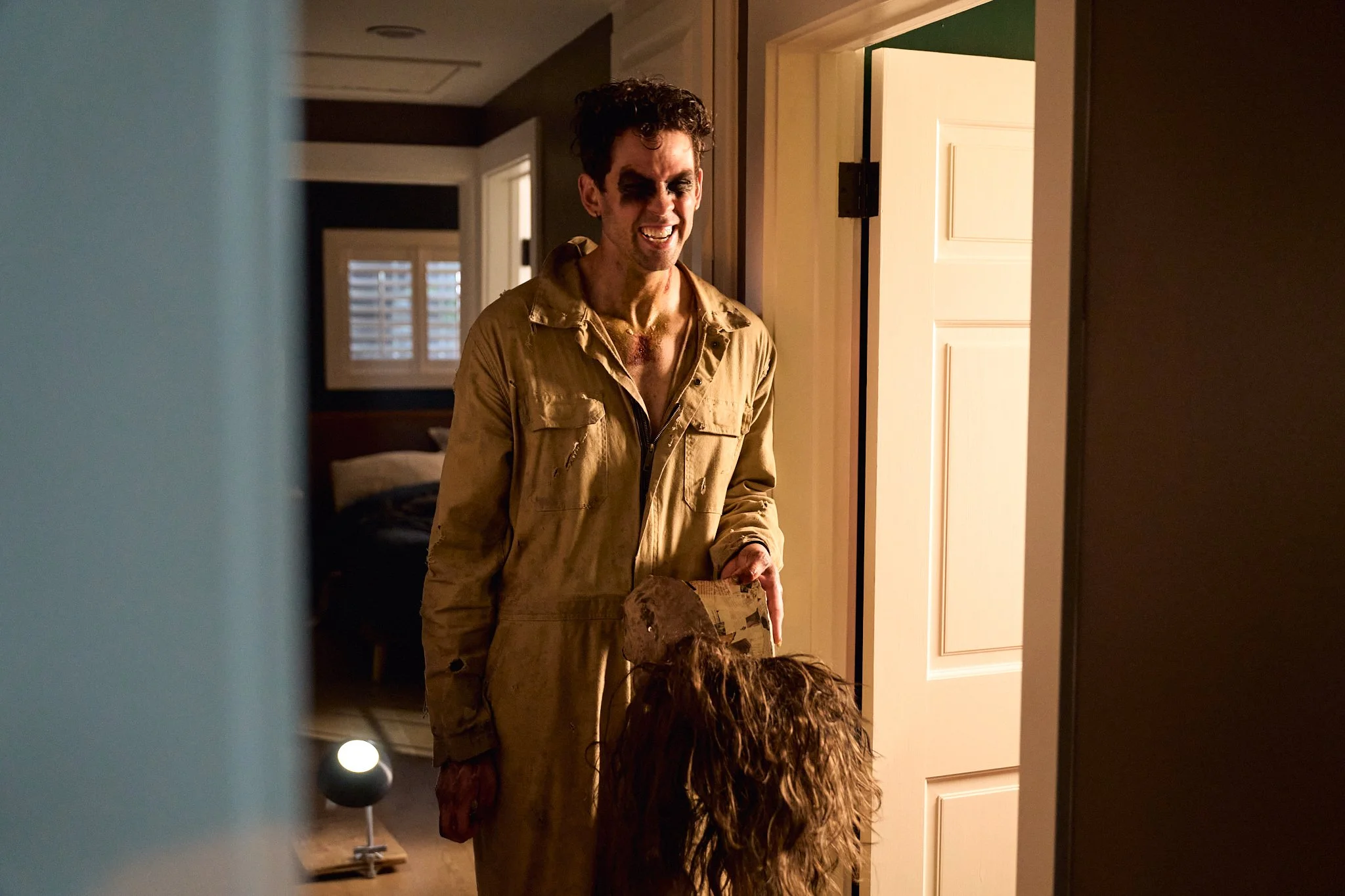 Unit stills photography, for the short film TEDDY, BTS image of actor Austin Minard between takes.