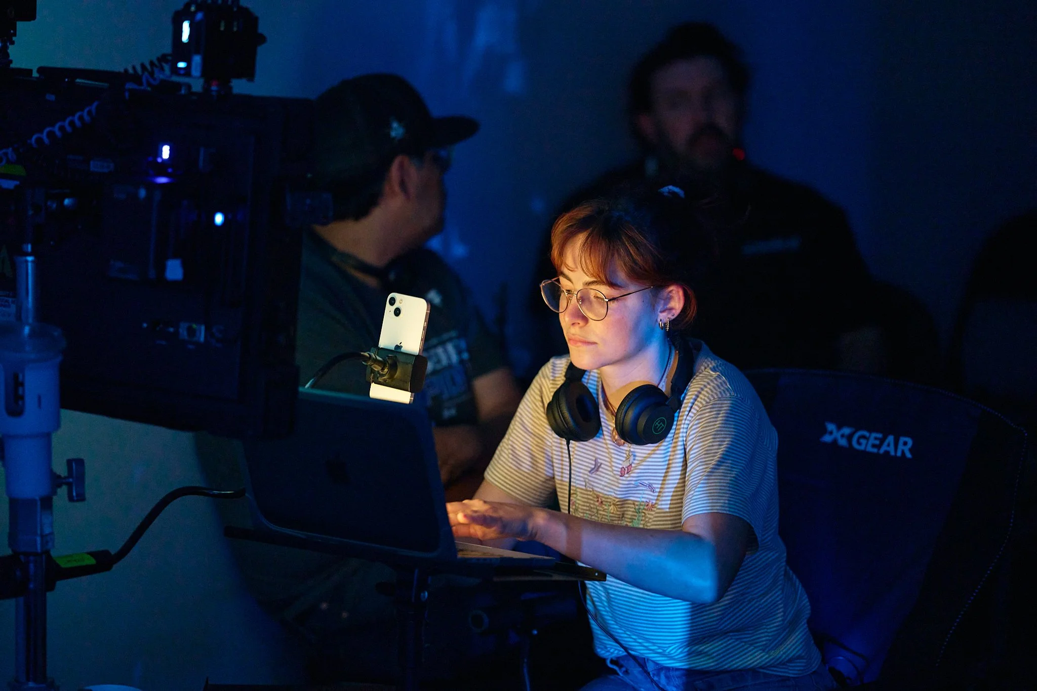 Unit stills photography, for the short film Doppelgänger, behind the scenes image of the crew.