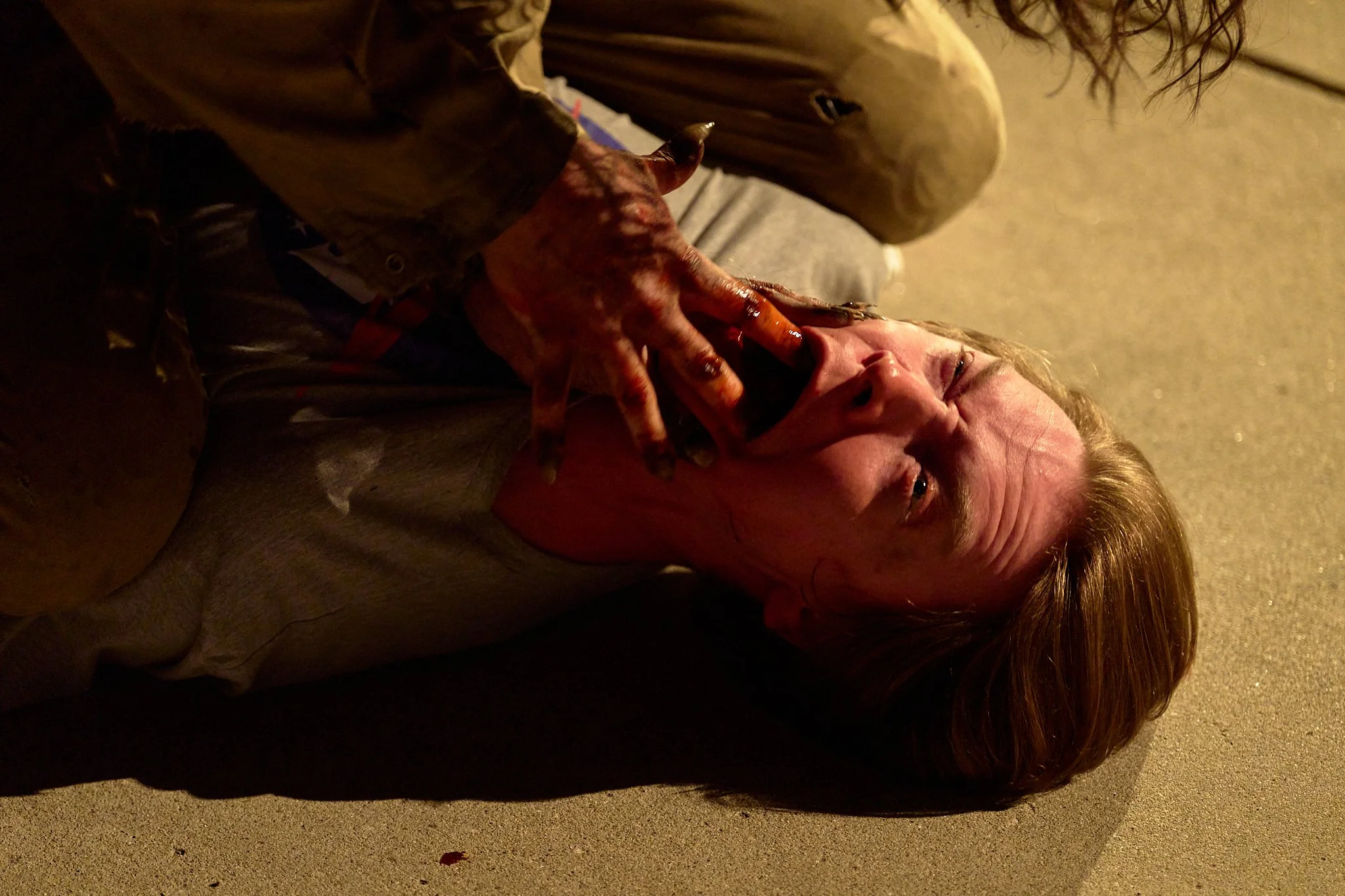 Unit stills photography, for the short film TEDDY, BTS image of actor Calum Worthy during fight scene.