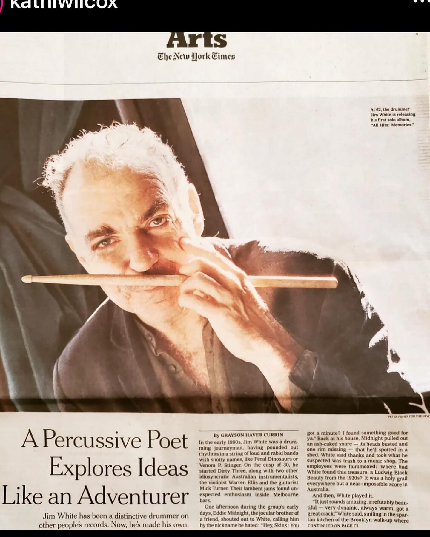 @jimwhitedrums has released a solo album @dragcityrecords after playing probably ten million shows as the drummer for others. He&rsquo;s one of my favorites and I know I am not alone. @nytimes published an article on him today. This feels extra speci