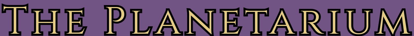 Text that reads: "THE PLANETARIUM" on a purple background.