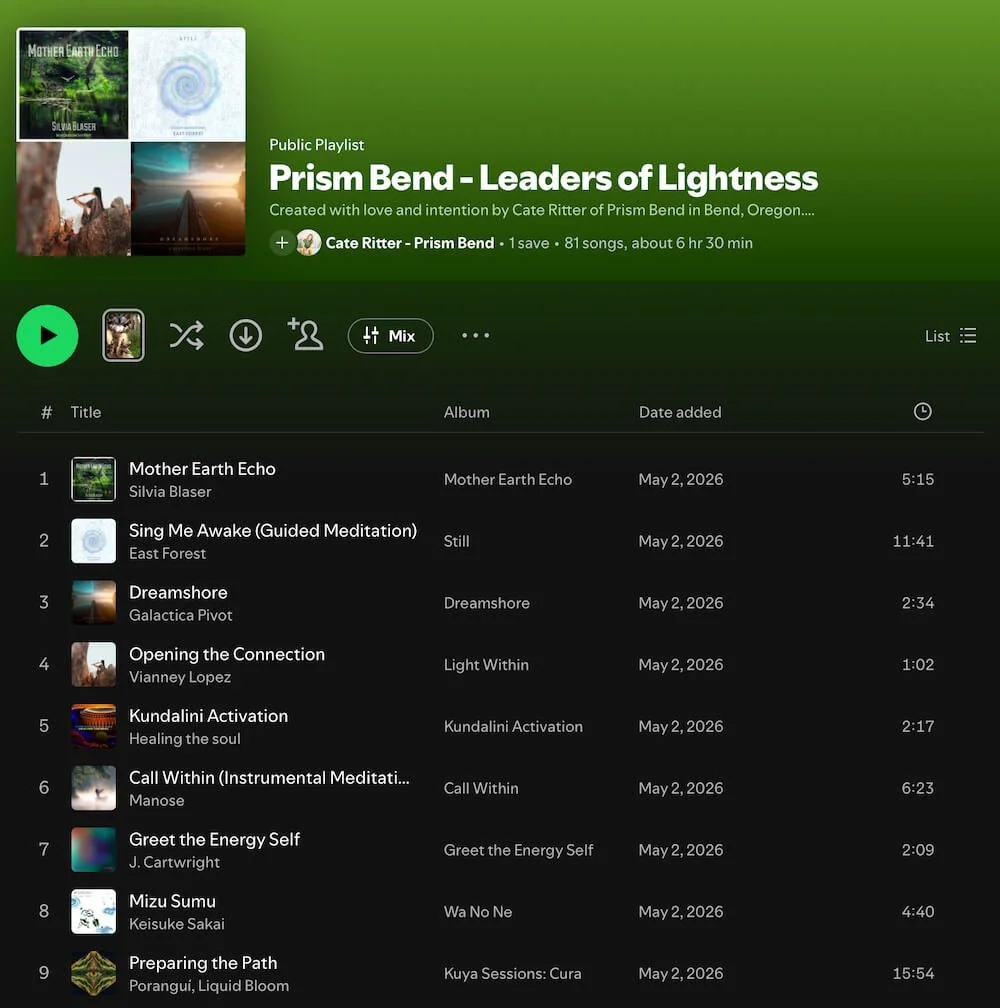 curated Spotify psilocybin journey playlist