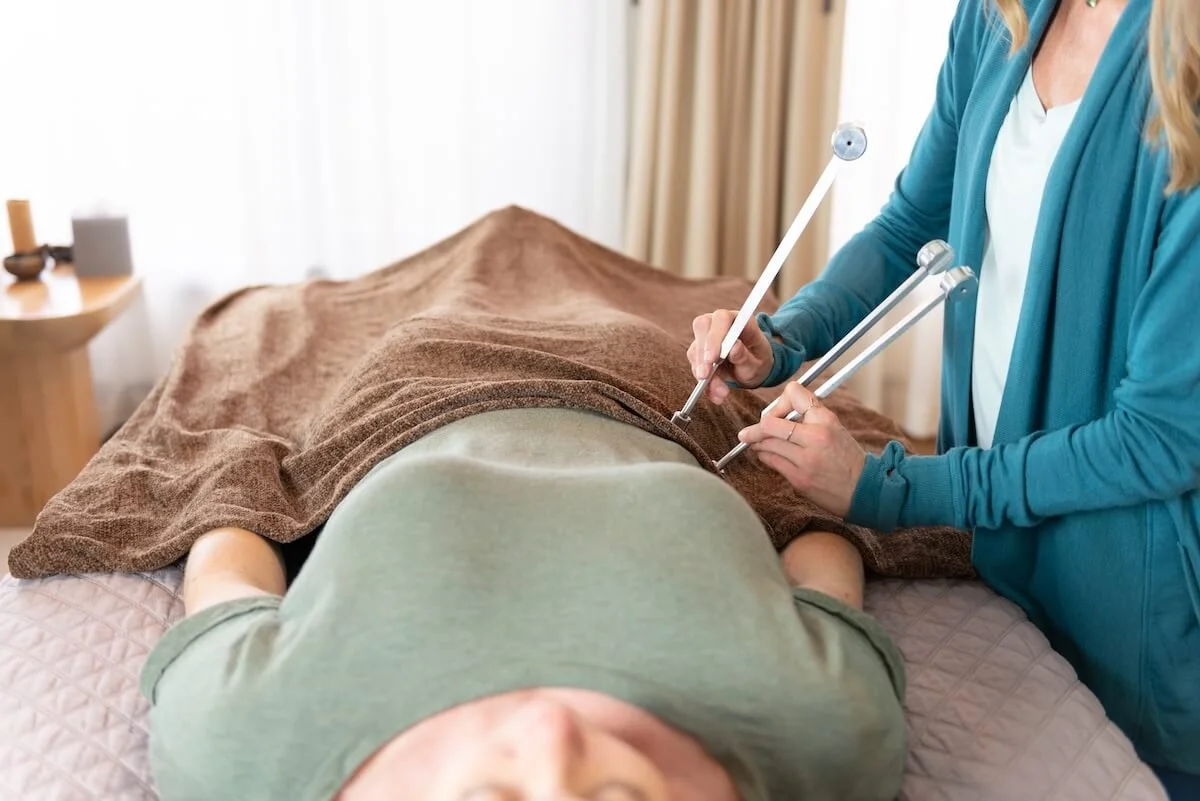 Biofield Tuning sound therapy session for psilocybin preparation and integration in Bend, Oregon