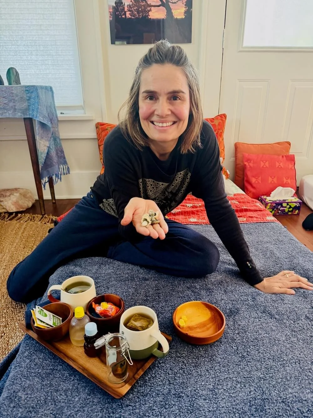 Julia before her licensed psilocybin journey in Bend, Oregon