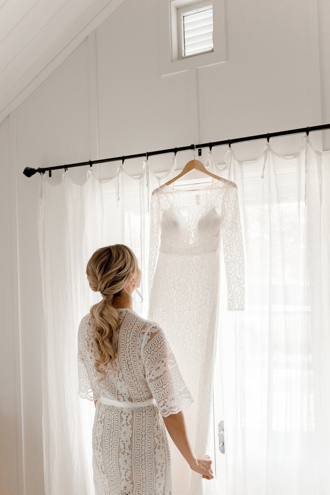 Kate, with a gorgeous styled loose low ponytail created by Beautiful Bridal Hair.