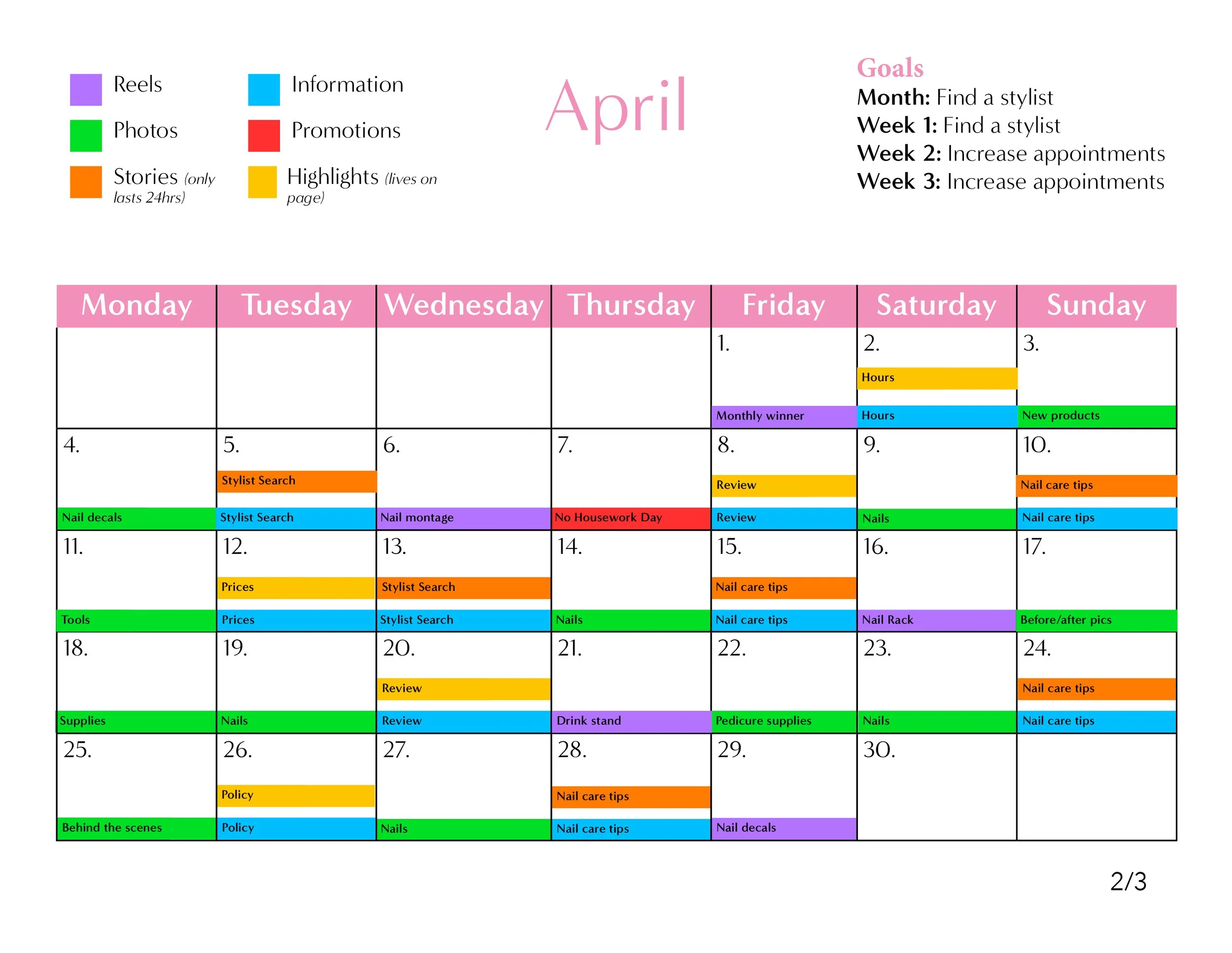 Instagram posting schedule