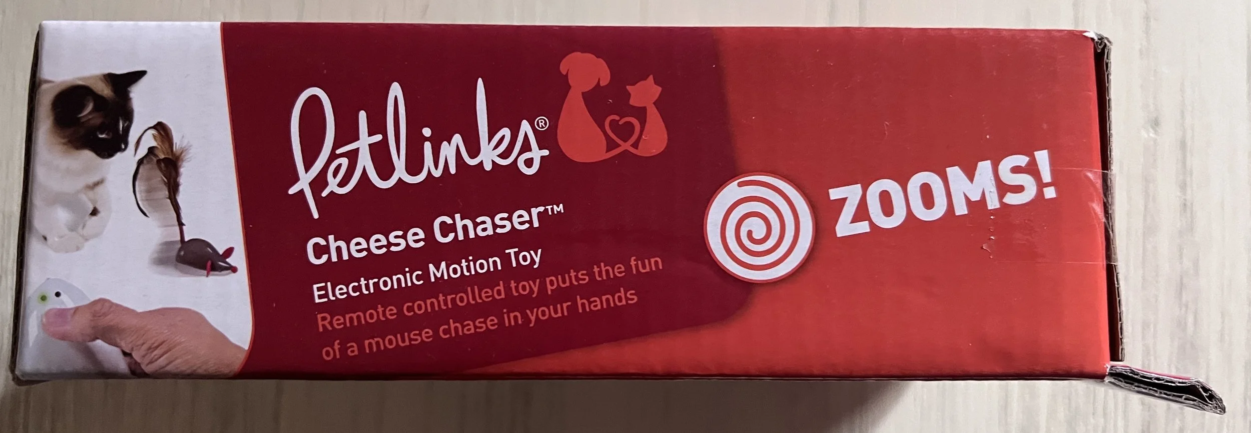 Old cheese chaser packaging side view