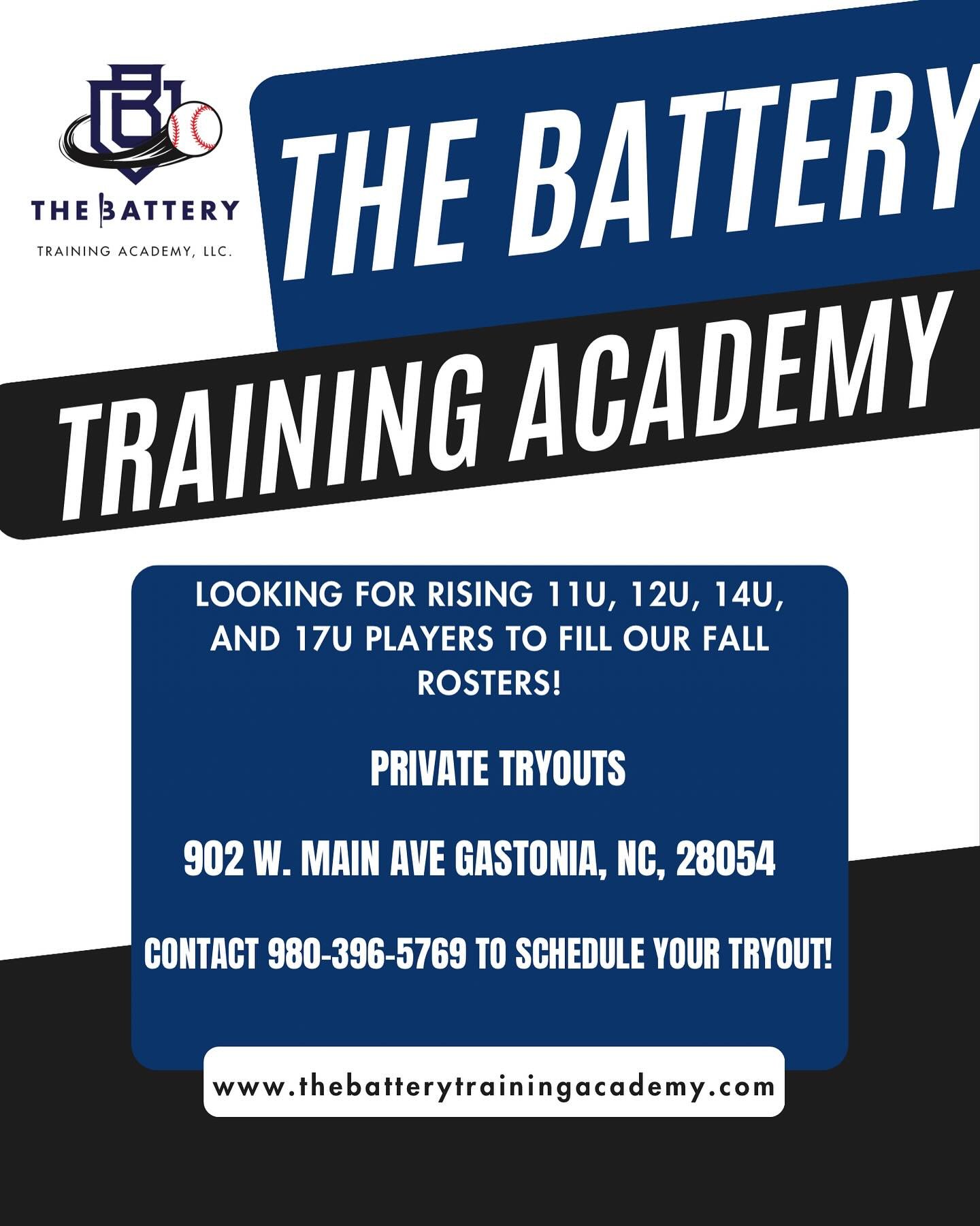 The Battery is looking for rising 11U, 12U, 14U, and 17U to fill our rosters for the Fall! Contact us for more details at 980-396-5769🔋