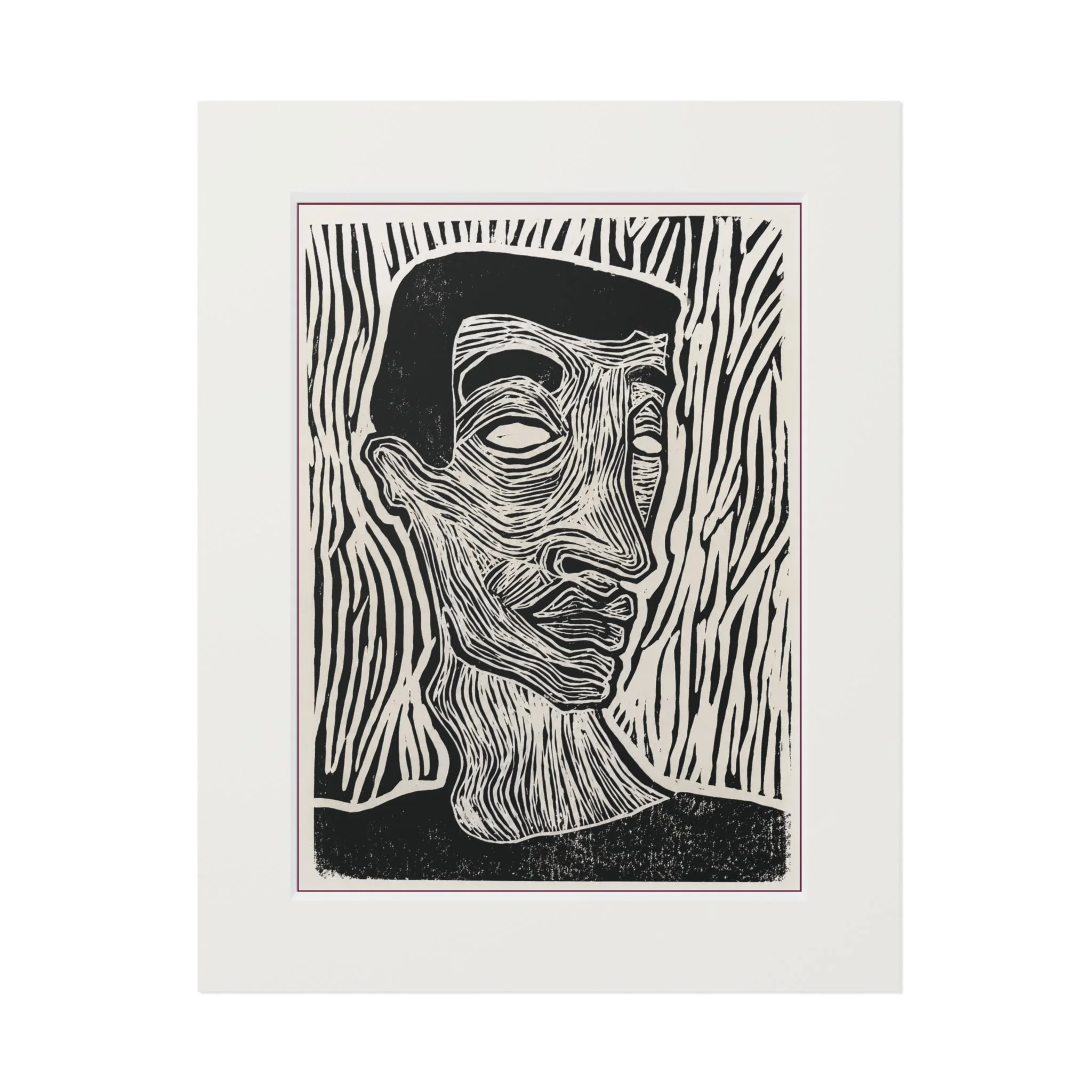 Abstract Expressionist Linocut Fine Art Print (Passepartout Frame)