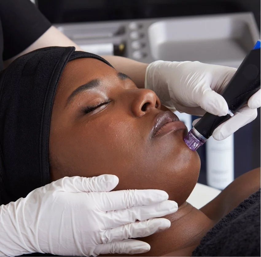 Client doing hydrafacial at medispa brampton