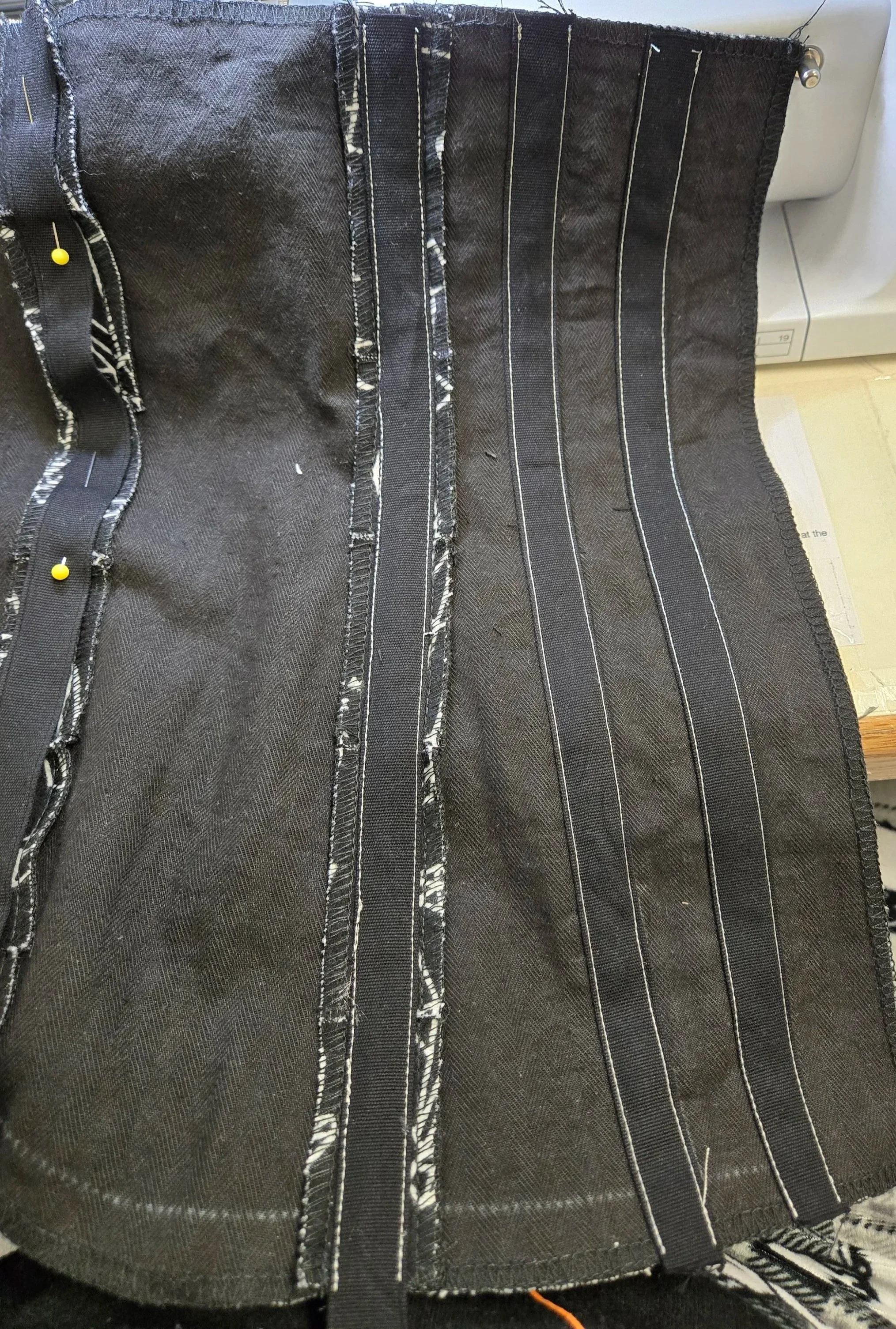 Sewing on the boning channels