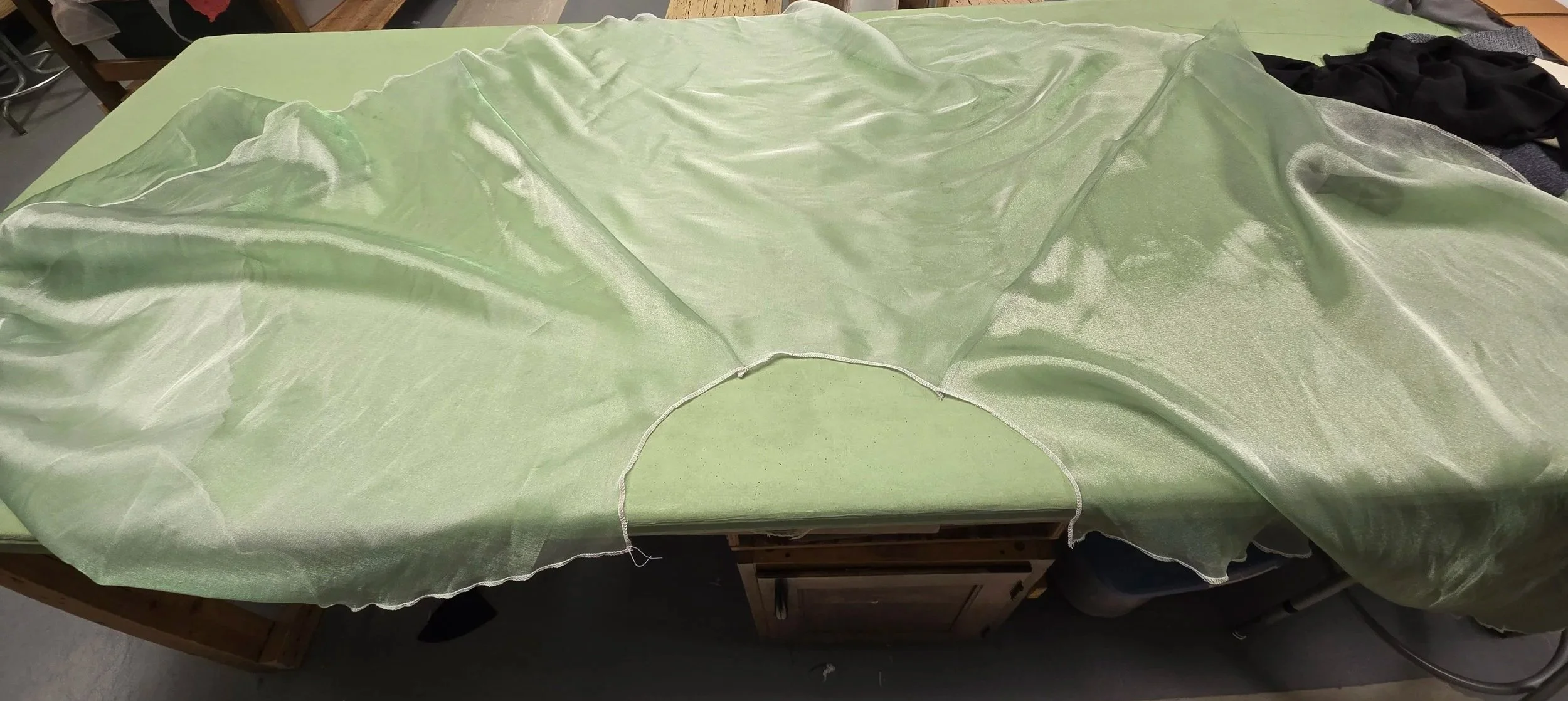 Half of the Skirt sewn with french seams