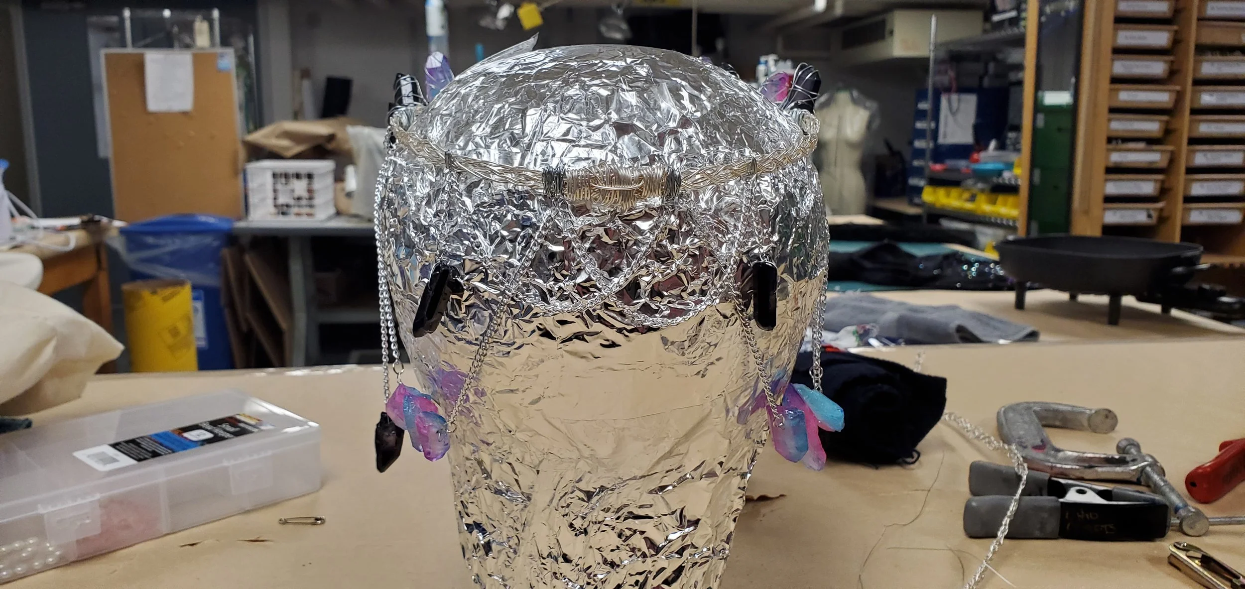 Added more chain and adjusted length of black crystals
