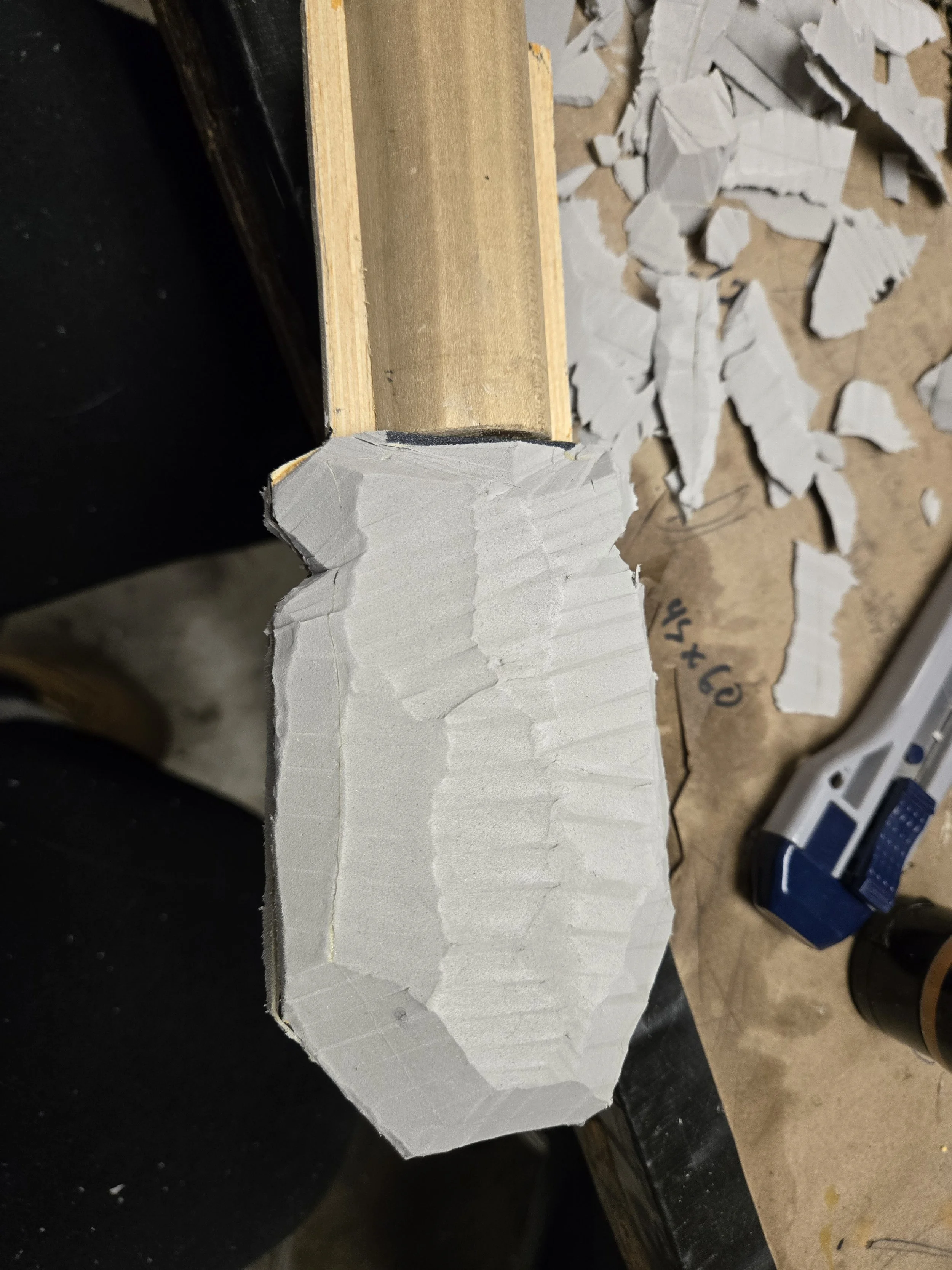 Attaching the bottom to the staff and texturing