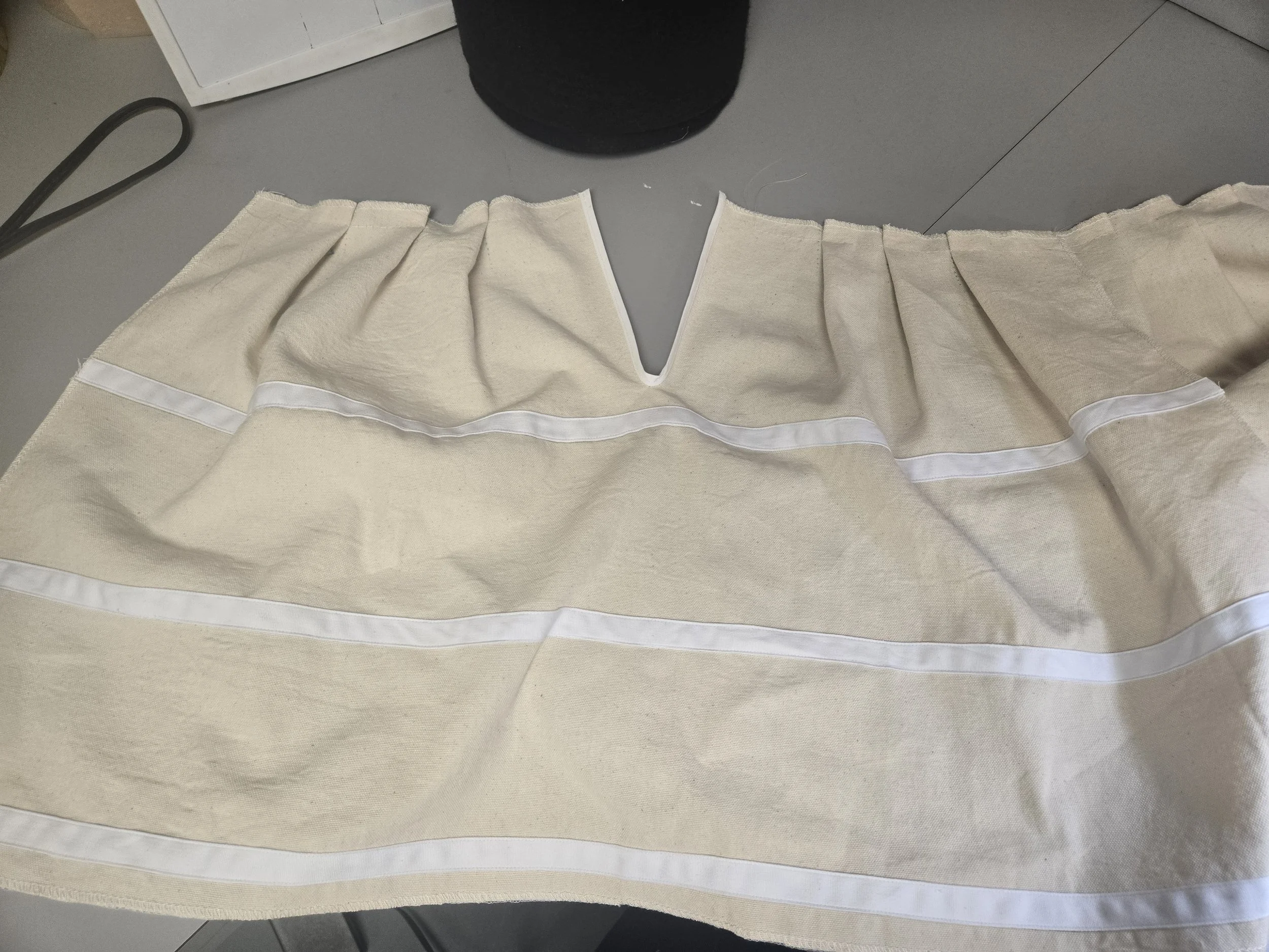 Pleating and sewing on boning channels